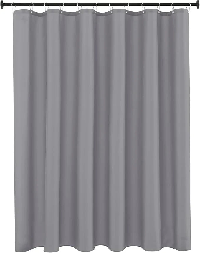 Biscaynebay Fabric Extra Long Shower Curtain Liners 72" Width by 96" Length, Silver Grey Water Resistant Bathroom Curtains, Rust Resistant Grommets Top Weighted Bottom Machine Washable - ModernBath