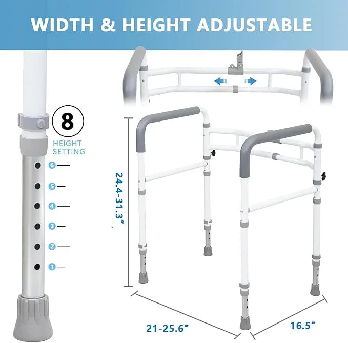 WeHwupe Toilet Rails - Toilet Safety Rail for Elderly Adults - Adjustable Bathroom Toilet Handles - Toilet Safety Frame & Rails - Toilet Grab Bars for Senior, Handicap & Disabled,Fits Most Toilets - ModernBath