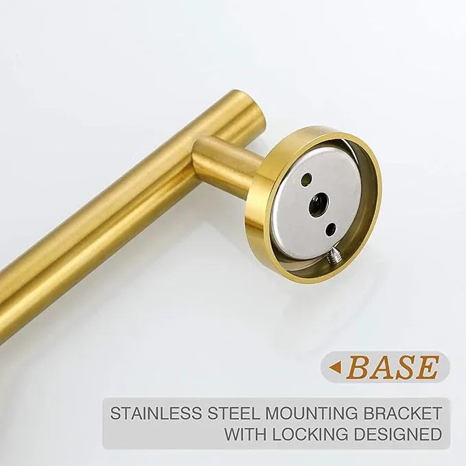USHOWER Brushed Gold Bathroom Accessories Set, 18-Inch Towel Bar Set Wall Mounted, Durable SUS304 Stainless Steel Bathroom Hardware Set, 4-Piece - ModernBath