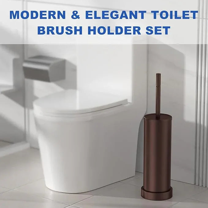Toilet Brush and Holder Set: 304 Stainless Steel Heavy Duty Toilet Bowl Brush and Holder with Removable Inner Bowl and Splash Protection, Modern Long Handle Bathroom Cleaning Tool - ModernBath