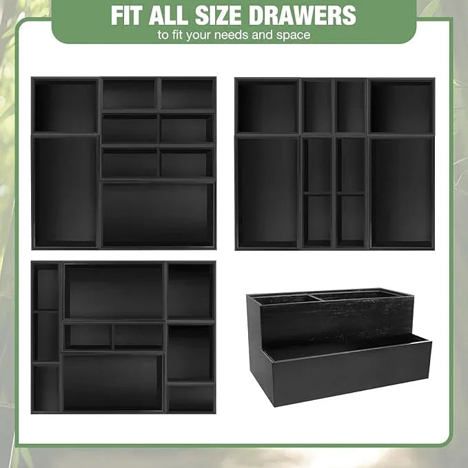 Bamboo Drawer Organizer Set, 8 PCS Multi-Use Wood Drawer Storage Boxes, Junk Drawer Organizer Divider Bins for Kitchen, Bathroom, Office Desk, Makeup, Jewelry, Utensils - ModernBath