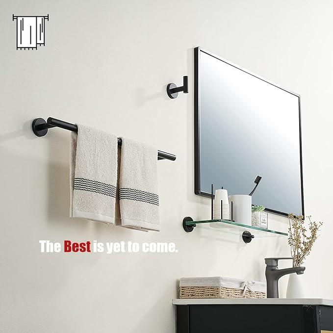 JQK Black Towel Bar, 20.5 Inch 304 Stainless Steel Thicken 0.8mm Towel Rack Bathroom, Towel Holder Matte Black Wall Mount, Useable Length 18 Inch, TB110L18-PB - ModernBath