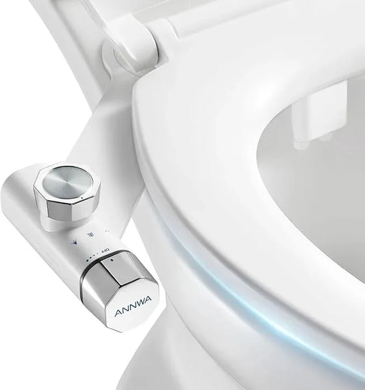 ANNWA Non-Electric Bidet Attachment for Toilet Seat, Daul Clean Nozzles 3 Modes Adjustable Water Pressure Ultra-Slim Bidet Toilet Seat Attachment with Pressure Controls Feminine/Posterior Wash(TT17N) - ModernBath