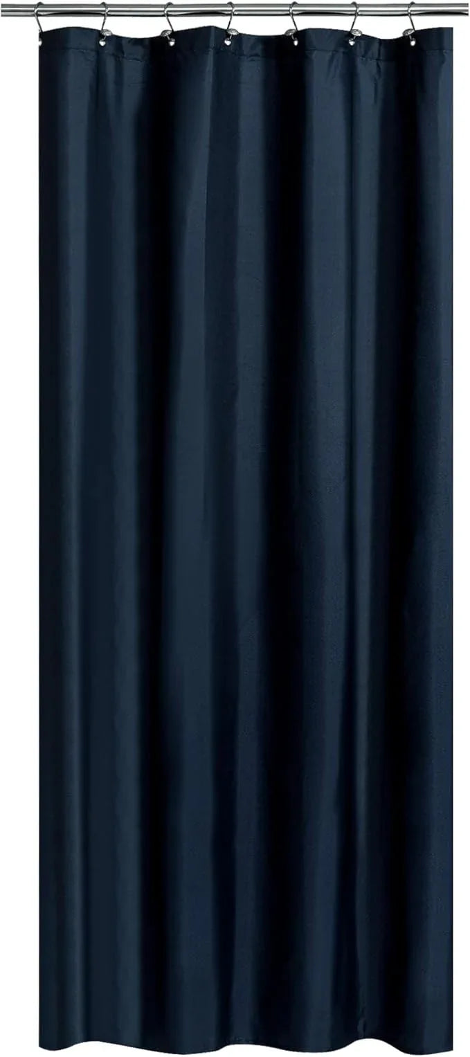 Fabric Shower Curtain or Liner 36 x 72 Inches Bath Stall Size with 2 Bottom Magnets, Hotel Quality, Washable, Water Repellent, Navy - ModernBath