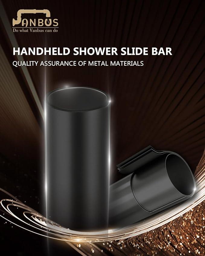 Vanbus All Metal handheld shower head holder 30-Inch with Shower Slide Bar for Bathroom Wall Mount SUS 304 Stainless Steel Brushed Finish Matte Black - ModernBath