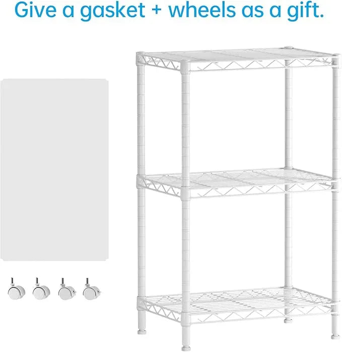 SINGAYE 3 Small Shelves Storage Shelf Wire Shelving Unit Metal Shelf Adjustable Organizers Storage Shelving with Wheels for Bathroom Laundry Room Kitchen Pantry11.5”D x 17.3”W x 30”H White - ModernBath