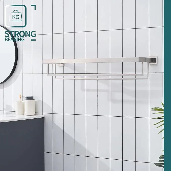KOKOSIRI Towel Rack 32-Inch Bathroom Towel Shelves with Double Towel Bars SUS304 Stainless Steel Wall Mounted, Brushed Nickel B6003BR-L32 - ModernBath