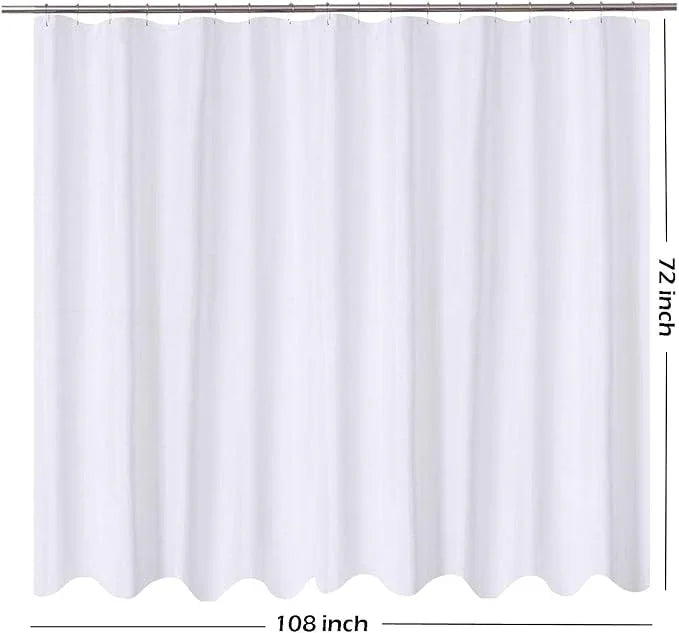 N&Y HOME Extra Wide Shower Curtain Liner Fabric 108 x 72 inches, Hotel Quality, Machine Washable, Water Repellent, White Spa Bathroom Curtains with Grommets, 108x72 - ModernBath