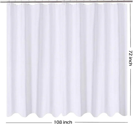 N&Y HOME Extra Wide Shower Curtain Liner Fabric 108 x 72 inches, Hotel Quality, Machine Washable, Water Repellent, White Spa Bathroom Curtains with Grommets, 108x72 - ModernBath