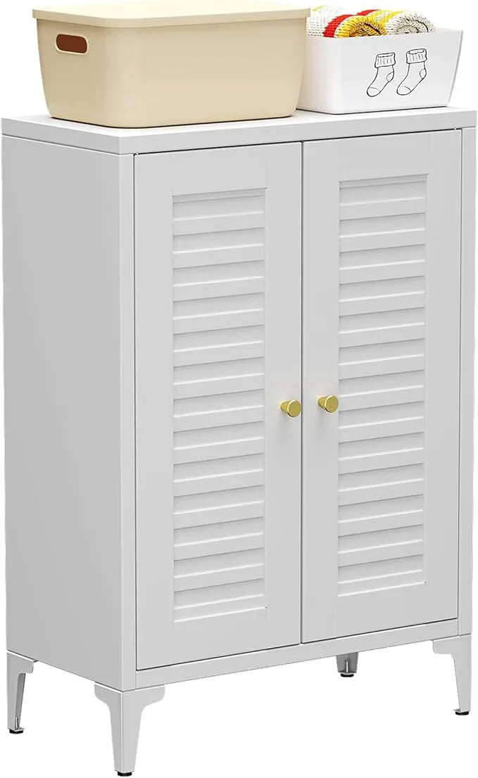 34" H Metal Pantry Cabinet, Kitchen Pantry Storage Cabinets with 2 Shelves, for Home Office Bathroom, Required Assembly, White - ModernBath