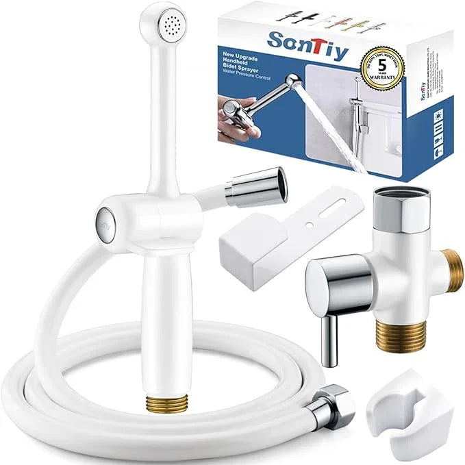 SonTiy Handheld Bidet Sprayer for Toilet, White Cloth Diaper Toilet Sprayer Attachment with Backflow Preventer, Adjustable Water Pressure Toilet Jet Spray for Feminine Wash - ModernBath