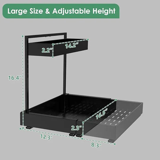REALINN Expandable Under Sink Organizers and Storage, 2 Tier Under Cabinet Organizer, Heights Adjustable Pull Out Rack for Kitchen Bathroom Laundry, Black, 1 Pack - ModernBath