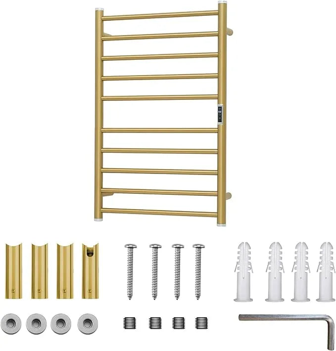 Electric Towel Warmer Rack,Heating Towel Warmer,Timer & Temperature Control,Wall-Mounted Plug-in for Bathroom, Gold,Stainless Steel,10-Bar(31.5x20.08x4.41in) - ModernBath