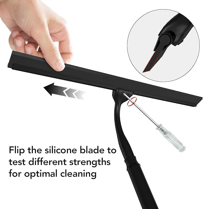 Shower Squeegee with Long Handle, 15-51" Telescopic Squeegee for Window Cleaning, Window Squeegee for Glass Doors, Extendable Window Cleaner Tool for Tile Walls, Sliding Door, Floor, Car Windshield-BK - ModernBath