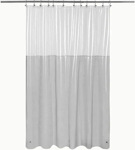 Shower Curtain Liner with 3 Magnets - Heavy Duty PEVA Plastic Shower Curtain for Bathroom, Waterproof Vinyl & See Through Liner, Metal Grommets - Color Block Clear/Black, 72x72 - ModernBath
