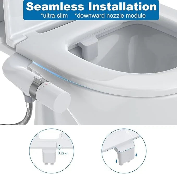 Toilet Bidet Attachment Non-Electric Dual Nozzle – Self-Cleaning Frontal & Rear Wash, Adjustable Water Pressure, Fresh Cold Water Sprayer, Ultra-Slim Easy to Install, Toilet Seat Attachment, Chrome - ModernBath