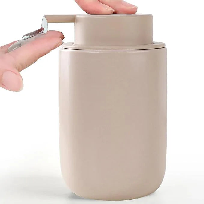 BosilunLife Lotion Pump Dispenser - Matte Khaki Soap Dispenser Bathroom Ceramic Dish Liquid Soap Dispenser for Kitchen, Bathroom Countertop Soap Dispensers (Khaki, Liquid Pump) - ModernBath