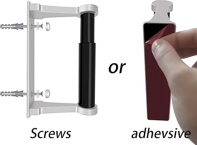 D&Joy Bathroom Toilet Paper Holder, Matte Silver Wall Mount Toilet Paper Roll Holder with Spring Loaded Roller, Aluminum Self-Adhesive Toilet Tissue Holder 5-inch TP Holder for Bathroom Kitchen - ModernBath