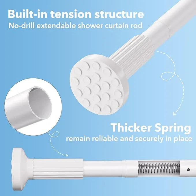 Tension Curtain Rod 51–168 In (4.25–14 ft),Extra Long Outdoor Curtain Rod for Window or Bathroom Patio,Easy to Install No Drilling Never Rust,Heavy Duty Adjustable Spring Shower Rod - ModernBath