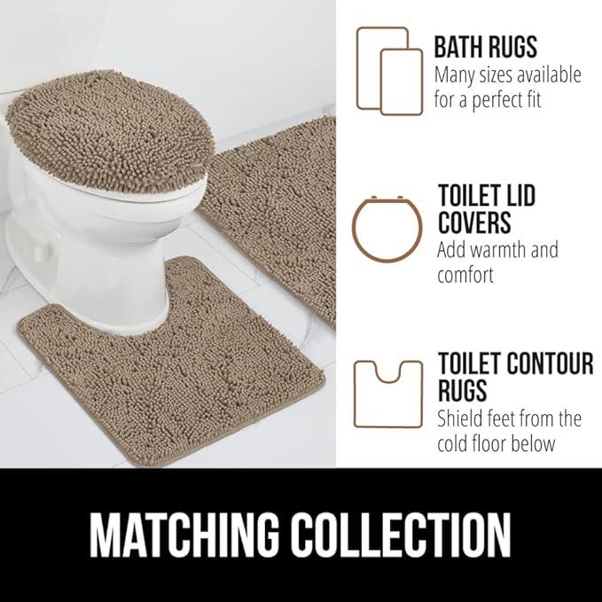 GORILLA GRIP Bathroom Rug Sets, Soft Chenille 2 Piece Area Rugs Set, Toilet Base Mat and 30x20 Carpet, Absorbent Microfiber Washable Mats Dry Quickly, Home Décor and Bath Room Accessories, Gray Beige - ModernBath