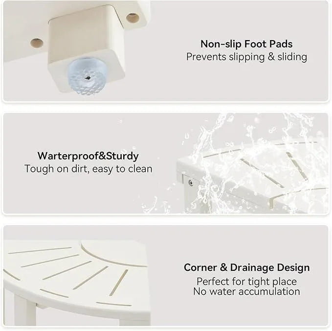 Shower Bench, Corner Shower Stool for Inside Shower and Shaving Legs, Waterproof HDPE Shower Chair Seat with Storage Shelf for Bathroom Non-Slip - ModernBath