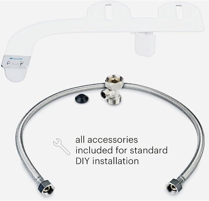 Brondell Bidet Attachment for Toilet SS-250 SimpleSpa Fresh Water Spray with Adjustable Water Pressure Side Arm Control, Slim Bidet Sprayer, Silver Knob (Dual Nozzle) - ModernBath