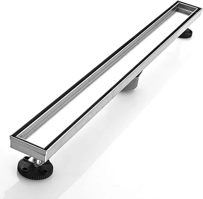 Linear Shower Floor Drain, 30 Inch Brushed Nickel 304 Stainless Steel Bathroom Drains Kit, Rectangular Shower Trench Drain with Reversable Tile-in Pattern Drain Cover & Hair Catcher - ModernBath