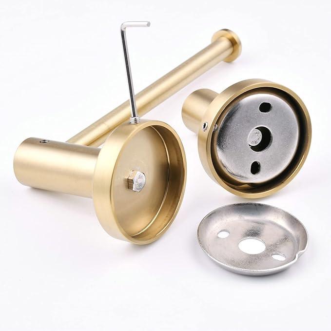 SHUNLI 5 Pieces Bathroom Accessories Hardware Set (Adjustable Towel Bar 16 to 26 Inch, Toilet Paper Holder, Towel Ring, 2PCS Hook) Brushed Gold Wall Mounted Bath Fixtures Set, SUS304 Stainless Steel - ModernBath