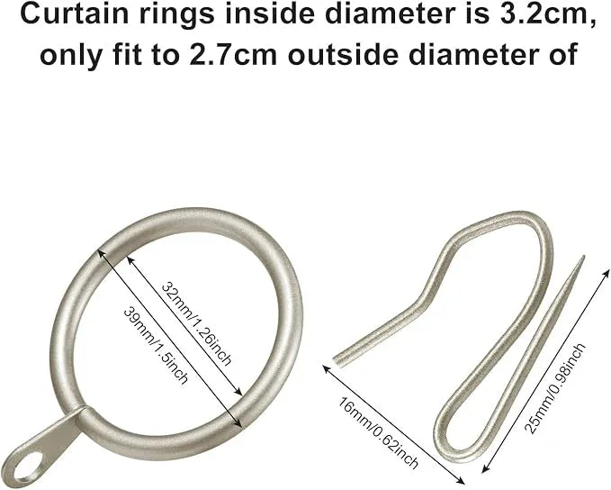 Hotop 30 Pcs Metal Drapery Curtain Rings 0.98/1.26/1.65 inch Interior Diameter and 30 Pcs Hanging Curtain Drapery Pin Hooks for Window Door Shower(Champagne Gold,32 mm) - ModernBath