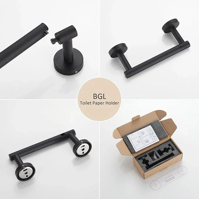 BGL Toilet Paper Holder Black Wall Mount, Bathroom Toilet Paper Holder Matte Black SUS 304 Stainless Steel, Double Post Pivoting Toilet Paper Roll Holder for Bathroom RV - ModernBath