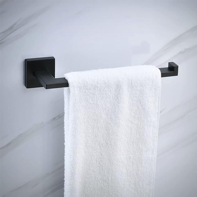 Matte Black Bathroom Accessories Hardware Set 2 Pieces, Toilet Paper Holder + Hand Towel Holder, Wall Mounted Towel Ring Towel Bar, SUS304 Stainless Steel, SHUNLI - ModernBath