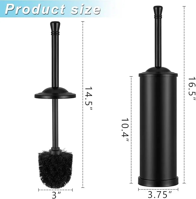 Black Toilet Brush and Holder Set,304 Stainless Steel Toilet Bowl Brush and Holder for Bathroom,Heavy Duty Toilet Brush,Durable Scrubbing Bristles,Splash Resistant,Long Hanlde - ModernBath