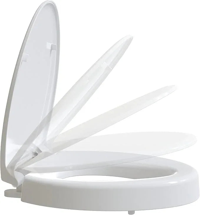 CYRRET 3 Inch Elevated Toilet Seat Riser, Raised Toilet Seat Enlongated Bowl (18.5") for Elderly and Seniors, Durable Plastic, Slow Close, Safety Bathroom Assist Device, Easy Installation, White - ModernBath