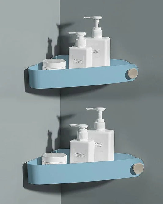 Sotfamily Shower Caddy Corner, 2 Pack Adhesive Corner Shower Shelves for Bathroom Organizers and Storage, Rust Free Plastic Rack for Bathroom Accessories & Decor, Light Blue - ModernBath