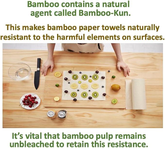Purafide 100% Bamboo Paper Towels, Tree-Free, Chemical-Free, Lint-Free, Durable, Absorbent, Select-a-Size 2-Ply, 90 Sheets Per Roll. (PT 12 Rolls) - ModernBath