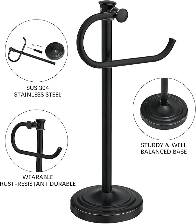 BESy 17 Inch Oil Rubbed Bronze Stand Towel Bar Hanger Hand Towel Bar Bathroom Vanity Countertop Towel Holder Free Standing Stainless Steel Towel Ring Hardware Accessories Towel Rack - ModernBath