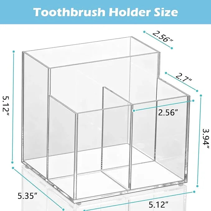 CWYEYE Toothbrush Holder, Clear Acrylic Toothbrush Holders for Bathrooms, Large Capacity Electric Toothbrush and Toothpaste Holder for Bathroom Countertop - ModernBath