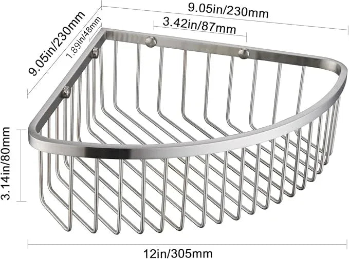 Bathroom Shower Caddy Corner Shelf Basket, Ultra Sturdy Rust-Proof Stainless Steel Shelf Organizer Shampoo Holder, Wall Mounted Storage Rack for Bathroom Kitchen, Brushed Nickel - ModernBath