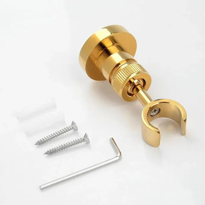 PHASAT Handheld Shower Head Holder Adjustable Solid Brass Handheld Shower Head Bracket Holder Wall Mount,Shower Wand Holder Gold,A13023G - ModernBath