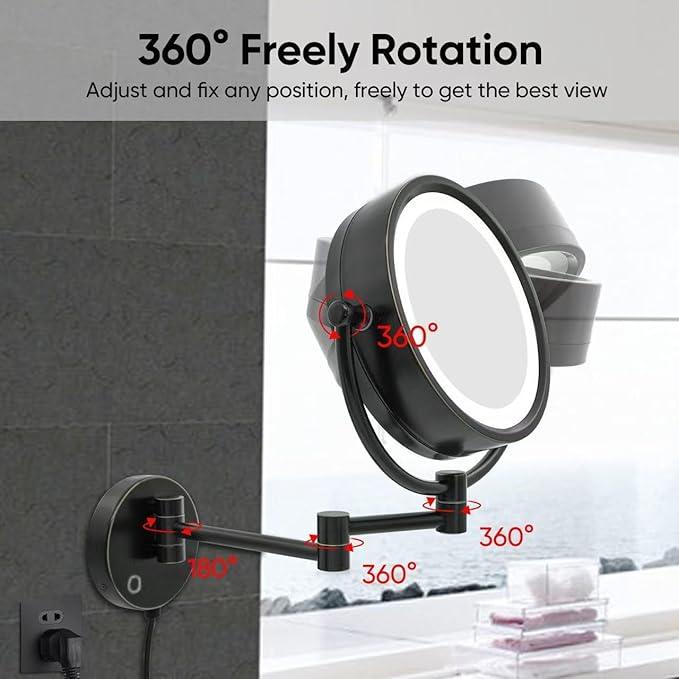 GURUN 8.5" Plug-in Magnifying Makeup Mirror with 3 Tones LED Lights Double Sided Vanity Mirror for Bathroom with 10X Magnification M1809DO (Oil-Rubbed Bronze/10X) - ModernBath