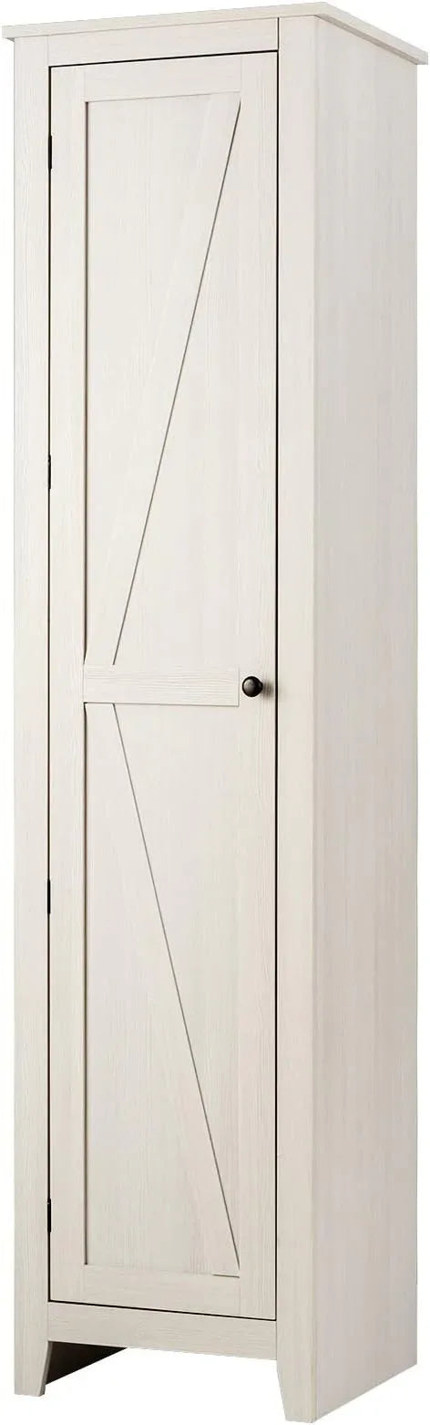 Giantex Tall Storage Cabinet Freestanding Floor Storage Tower with Four Shelves and Single Door, 17x16x72 Inch, Narrow Utility Cabinet for Living Room, Bathroom (Grayish White) - ModernBath