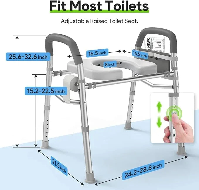 Raised Toilet Seat with Handles, Heavy Duty 400lb Medical Safety Frame, Bathroom Assist Toilet Seat Raiser for Seniors, Handicap, Disabled - ModernBath