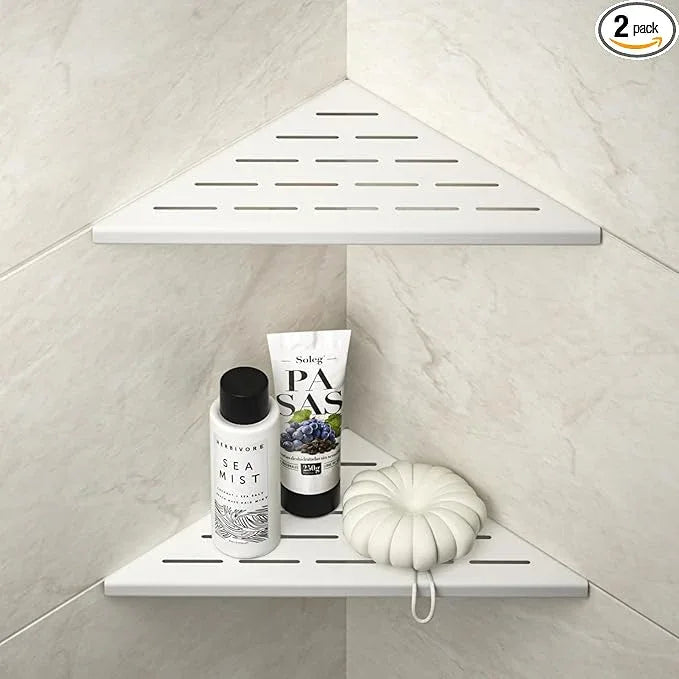 Corner Shower Shelf, 304 Stainless Steel with Slot Design for Bathroom Storage, Grout in Shelf for Tiled Wall (White, 10"-2 Pack) - ModernBath