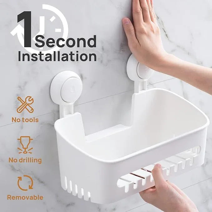 LEVERLOC Shower Caddy Suction Cup Shower Shelf Basket Suction Pack of 2 One Second Installation Removable Powerful Bathroom Organizer Max Hold 22lbs Shower Storage Plastic - ModernBath