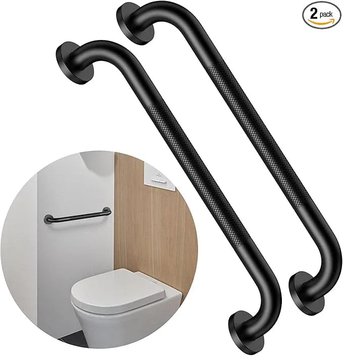 16 Inch Anti Slip Grab Bar for Shower, 2 Pack Munzong Oil Rubbed Black Bathroom Grab Bar, Knurled Handicap Balance Bar,Safety Hand Rail Support Elderly Senior - ModernBath