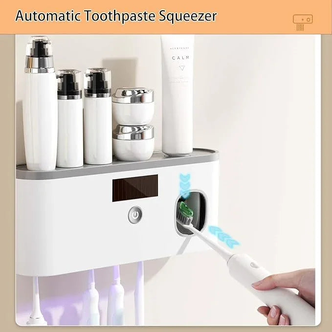 Toothbrush Holders for Bathrooms, Toothbrush Sanitizer Holder for Kids and Adult, Electric Toothbrush Holders Wall Mounted with Toothpaste Dispenser - ModernBath