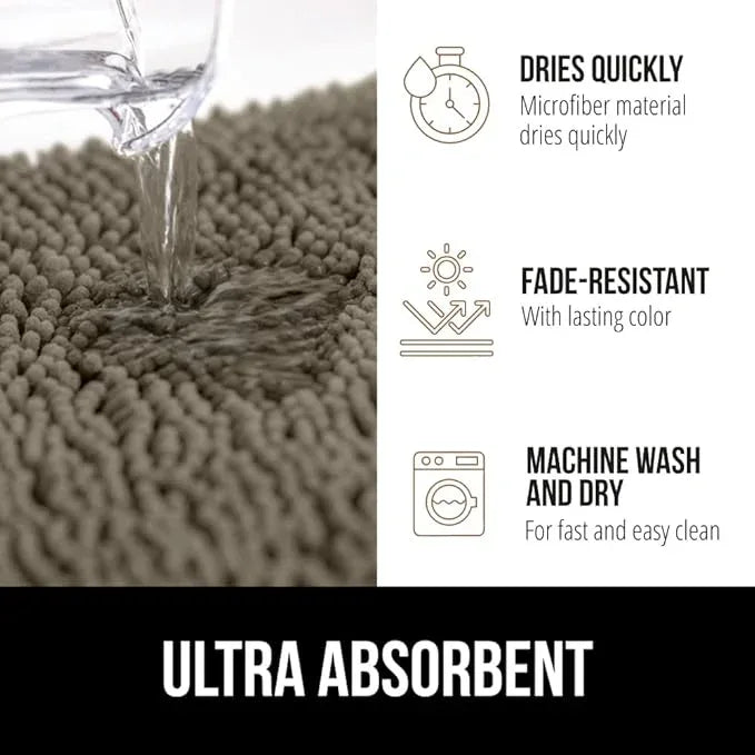 GORILLA GRIP Bathroom Rug Sets, Soft Chenille 2 Piece Area Rugs Set, Toilet Base Mat and 30x20 Carpet, Absorbent Microfiber Washable Mats Dry Quickly, Home Décor and Bath Room Accessories, Latte - ModernBath