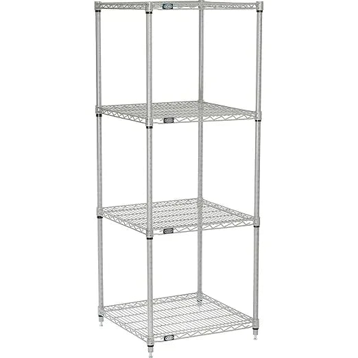 Nexel Adjustable Wire Shelving Unit, 4 Tier, NSF Listed Commercial Storage Rack, 24" x 24" x 63", Silver Epoxy - ModernBath
