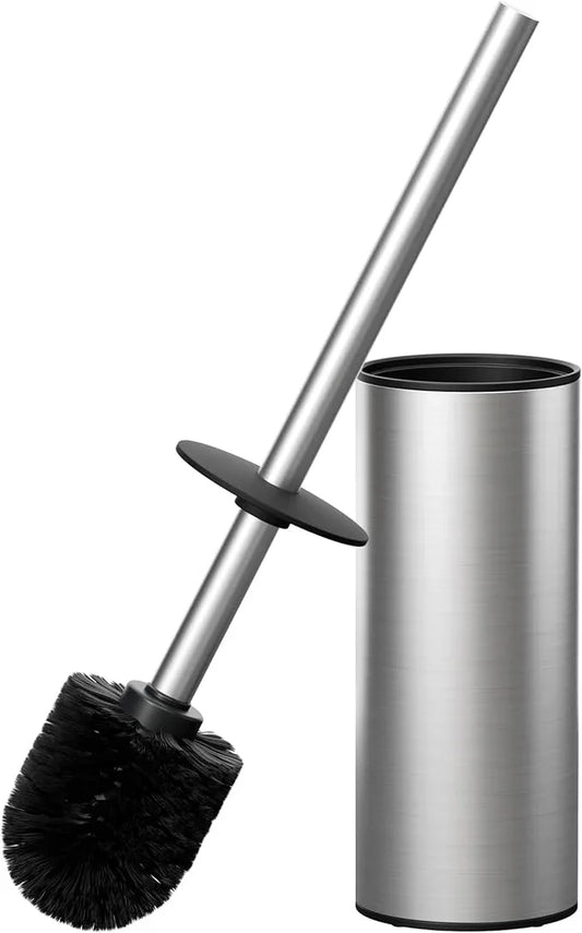 FORIOUS Toilet Brush and Holder Set Brushed Nickel, Heavy Duty 304 Stainless Steel Base and Long Handle Toilet Bowl Cleaners Brush, for Bathroom Storage and Organization, 2 Brush Head - ModernBath