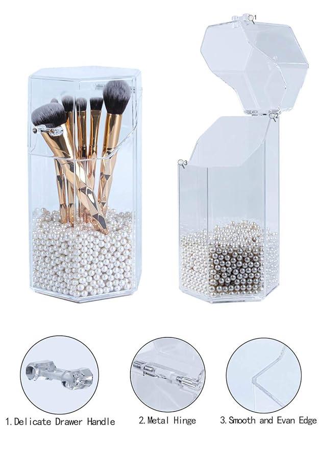 OBMMIRAO Elegant Dustproof Makeup Storage Organizer Box, Waterproof Large Cosmetics Organizer Storage with Drawers Skincare Cosmetic Display Cases for Countertop Bathroom Dresser Dedroom - ModernBath